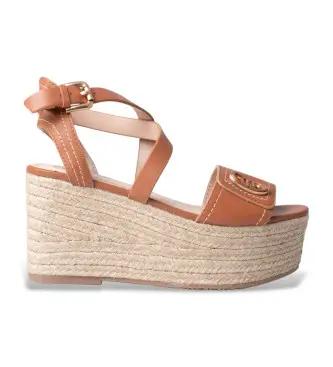 per donna SA6083P0102S3804 Sandali in pelle marrone Bali01 (36), 5 a 8cm, Fibbia, Casual Cammello