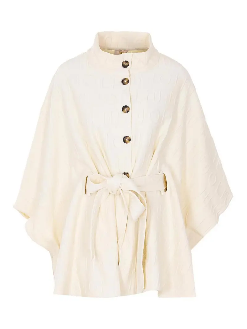 Poncho bianco con logo in rilievo
