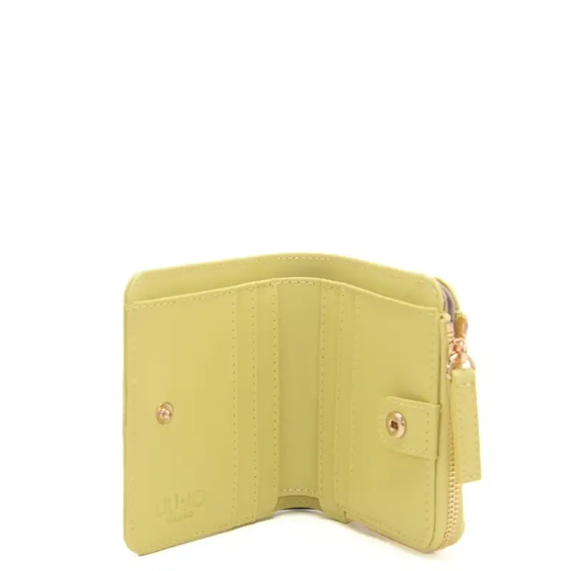 portacarte a libro da donna con maxi logo lettering in rilievo sul davanti ton sur ton avocado miniatura 3