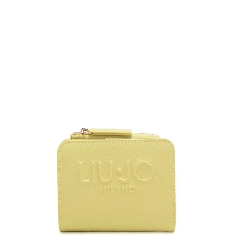 portacarte a libro da donna con maxi logo lettering in rilievo sul davanti ton sur ton avocado