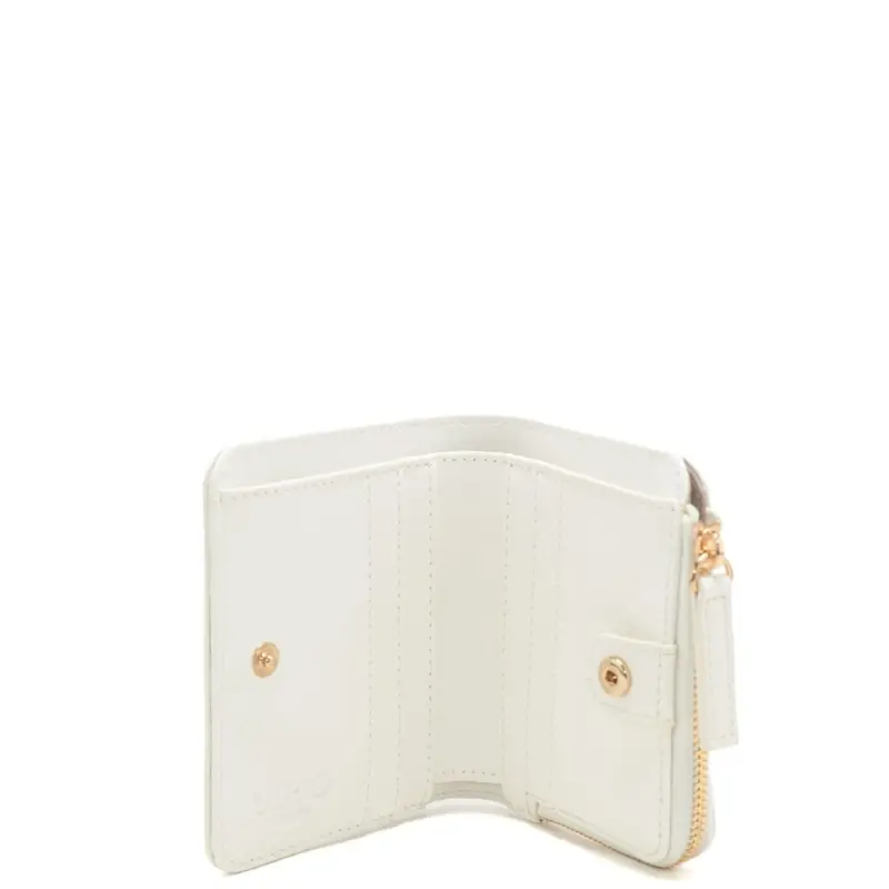 portacarte a libro da donna con maxi logo lettering in rilievo sul davanti ton sur ton crema miniatura 3