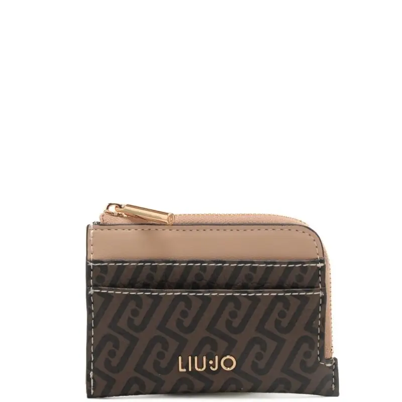 portacarte da donna con stampa logo monogram all over testa moro