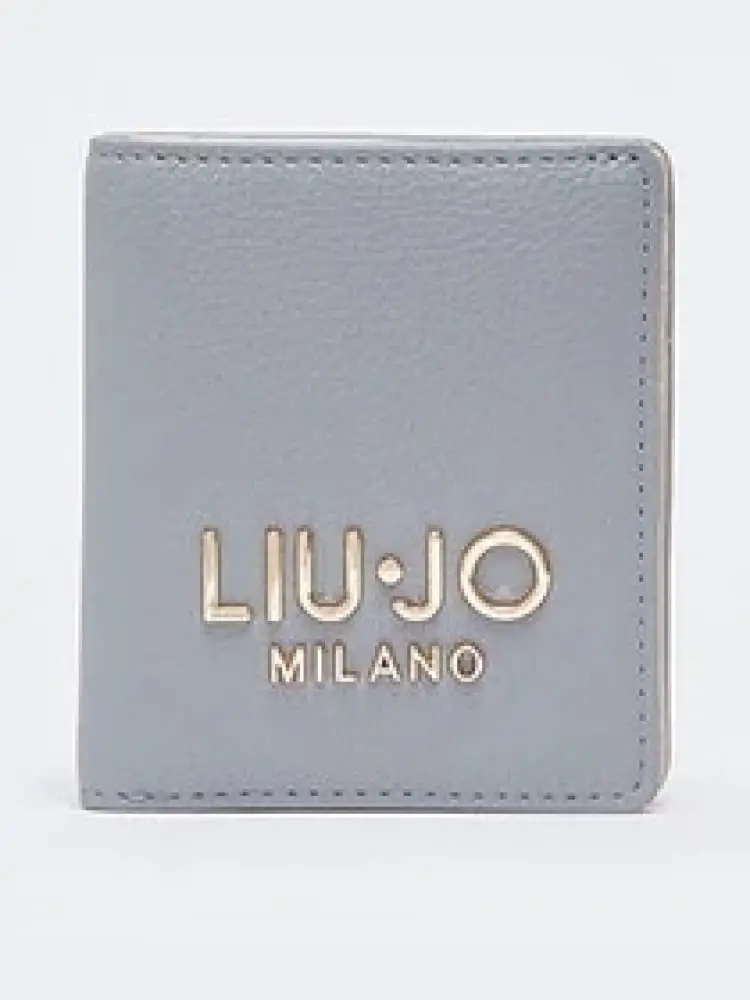 portacarte donna azzurro con logo lettering dorato