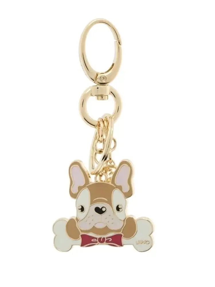 portachiavi donna dorato con stampa cane