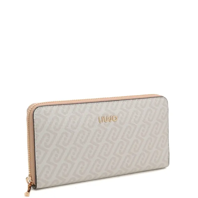 portafoglio da donna con stampa logo monogram all over naturale miniatura 3