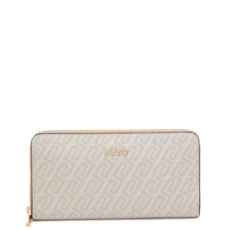 portafoglio da donna con stampa logo monogram all over naturale