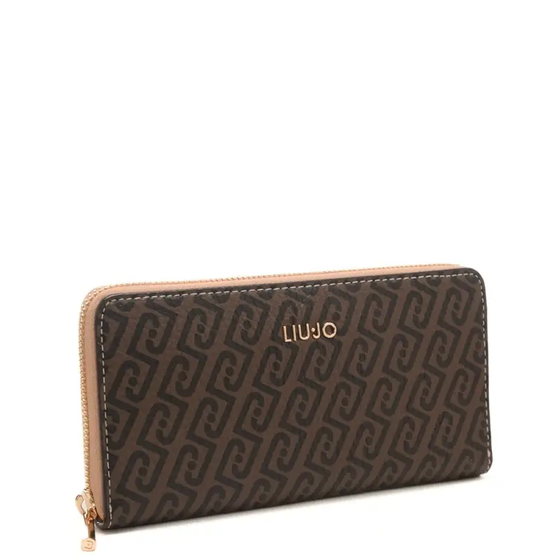 portafoglio da donna con stampa logo monogram all over testa moro miniatura 2