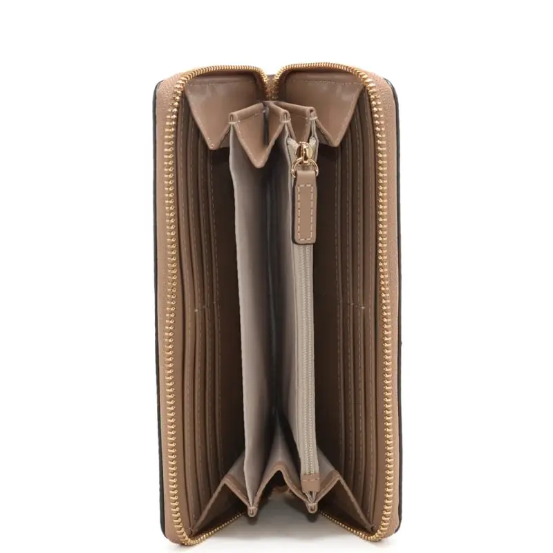 portafoglio da donna con stampa logo monogram all over testa moro miniatura 3