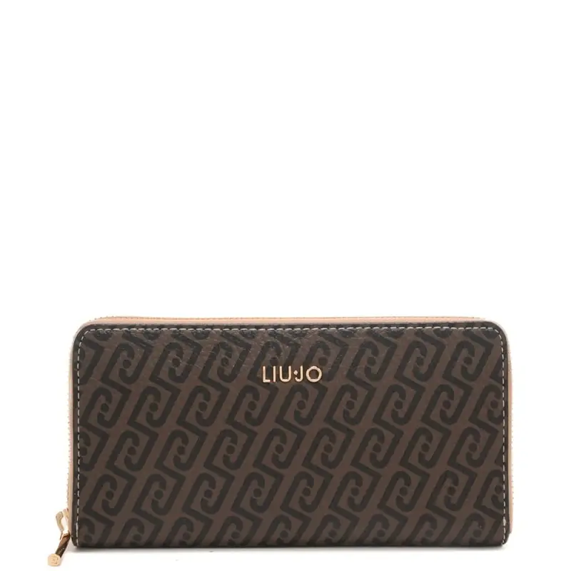 portafoglio da donna con stampa logo monogram all over testa moro