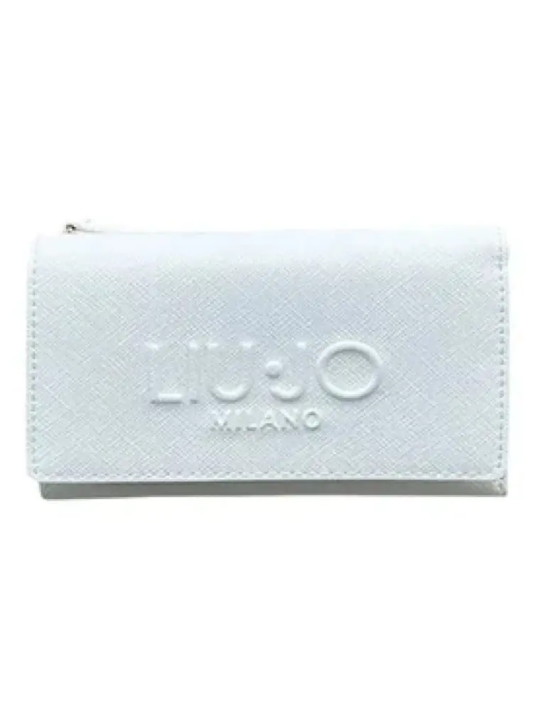 portafoglio donna azzurro in ecopelle con logo lettering in rilievo