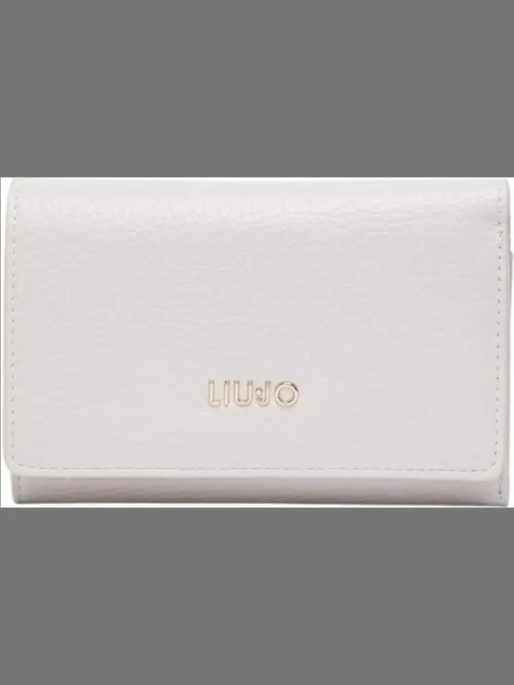 portafoglio donna bianco e azzurro con logo lettering dorato