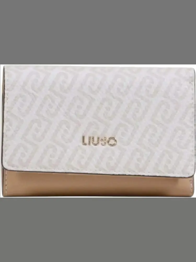 portafoglio donna bianco e beige con pattern logato all over