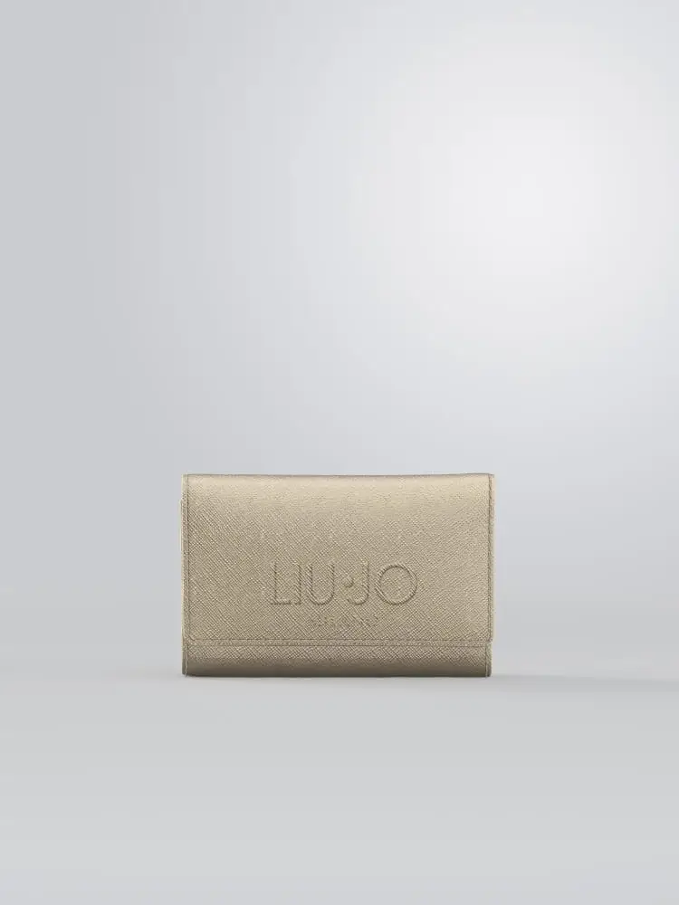 portafoglio donna grigio con logo in rilievo