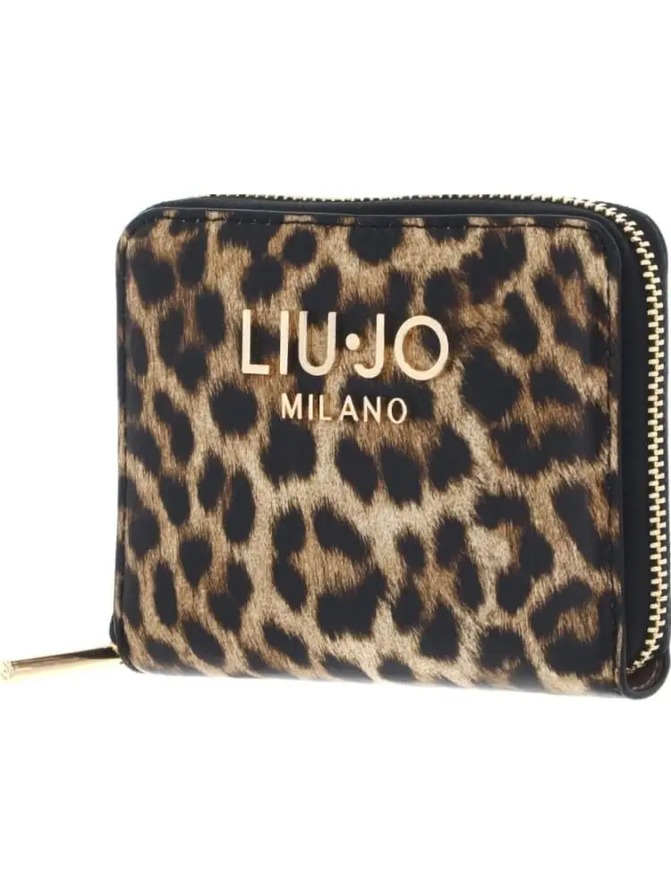 portafoglio donna zip around maculata con logo all over