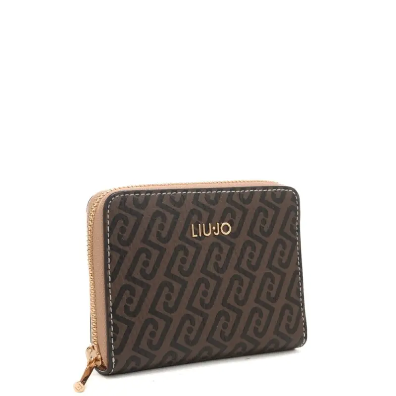 portafoglio piccolo da donna con stampa logo monogram all over testa moro miniatura 3