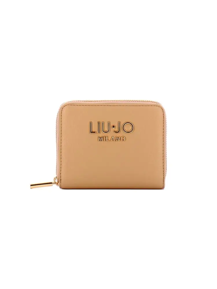 portafoglio piccolo zip around in ecopelle cammello