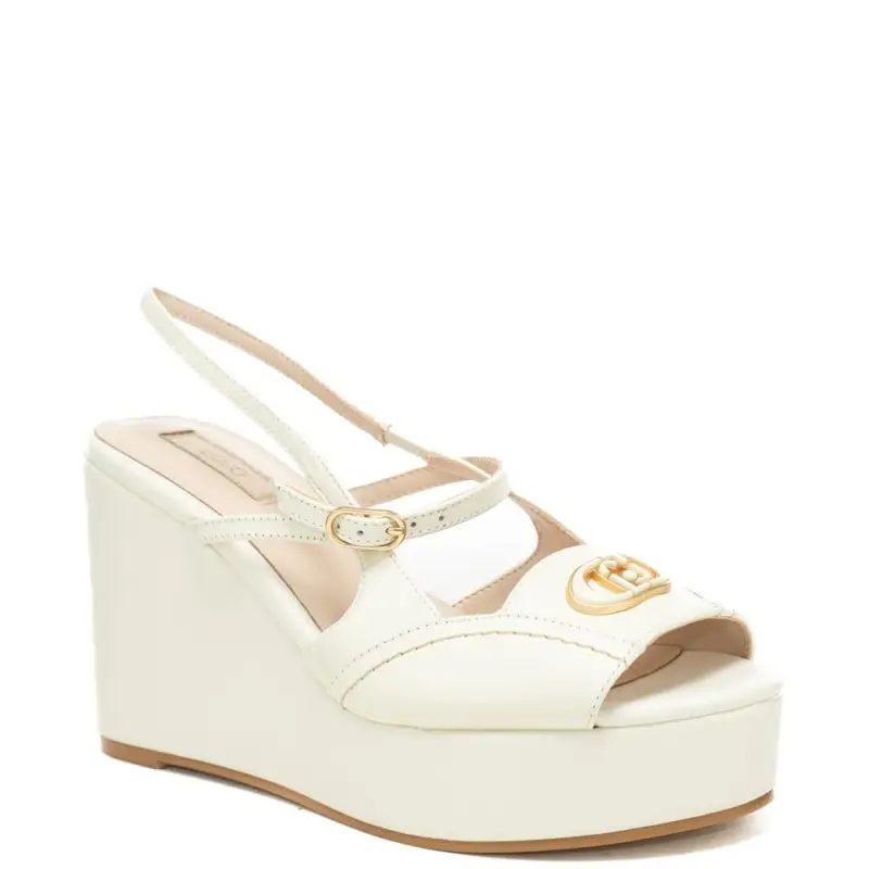scarpe alte da donna kandy 02 con logo monogram in metallo sulla parte frontale bianco latte miniatura 2