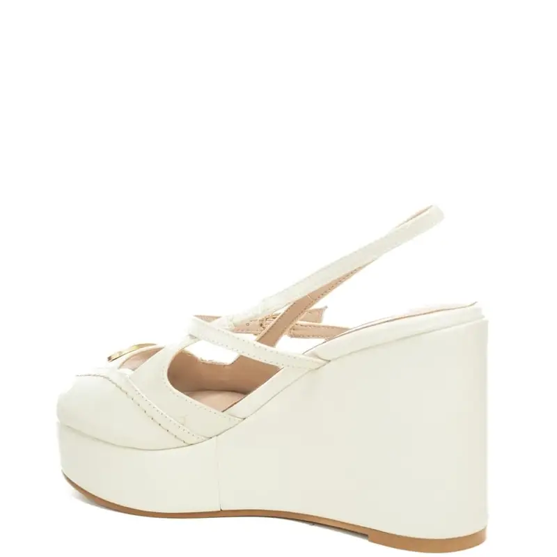 scarpe alte da donna kandy 02 con logo monogram in metallo sulla parte frontale bianco latte miniatura 3