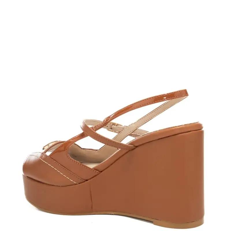 scarpe alte da donna kandy 02 con logo monogram in metallo sulla parte frontale marrone miniatura 3