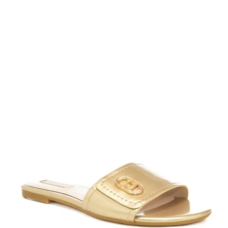 scarpe basse da donna sandy 03 con logo monogram in metallo sul davanti oro chiaro miniatura 2