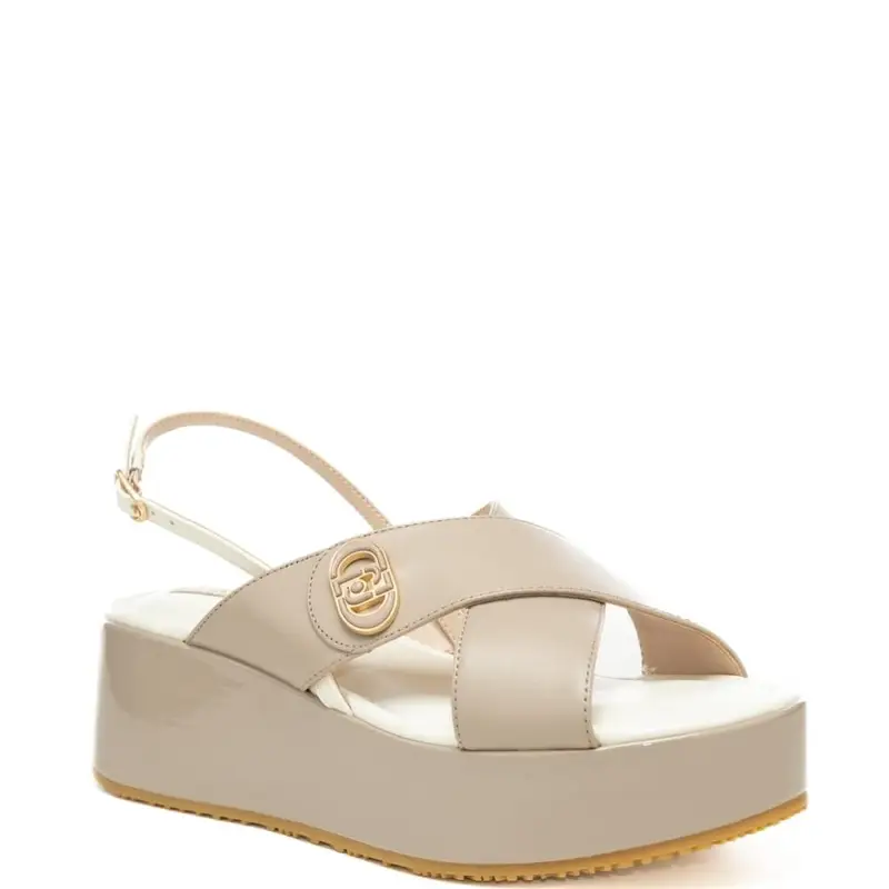 scarpe da donna flo 03 con fasce frontali a incrocio beige miniatura 2