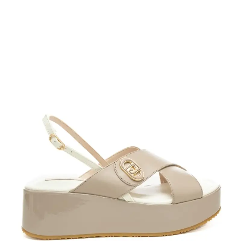 scarpe da donna flo 03 con fasce frontali a incrocio beige