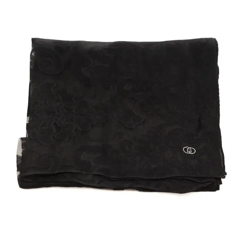 sciarpa da donna con texture trasparente e design a fantasia floreale nera miniatura 2