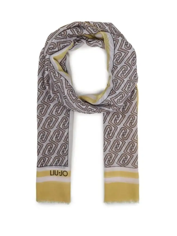 sciarpa donna gialla con pattern logato all over