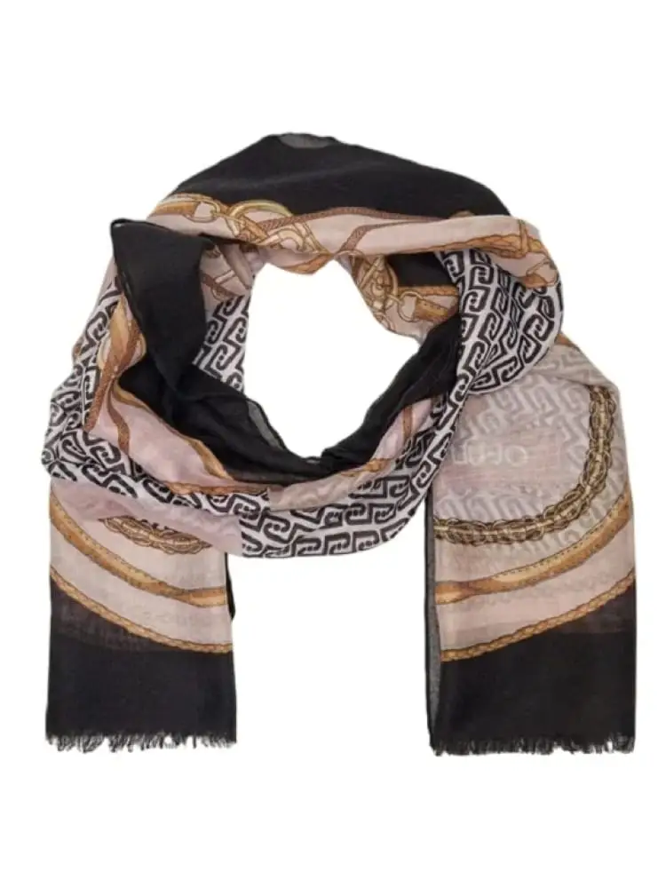 sciarpa donna multicolor con pattern logato