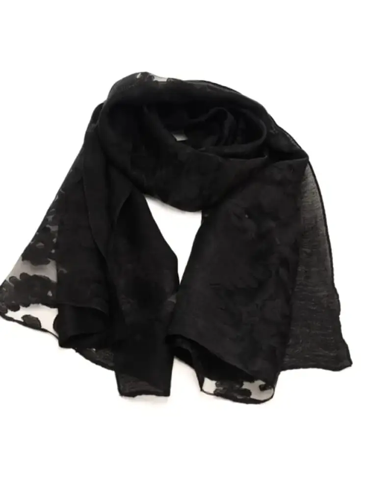 sciarpa donna nera con pattern floreale