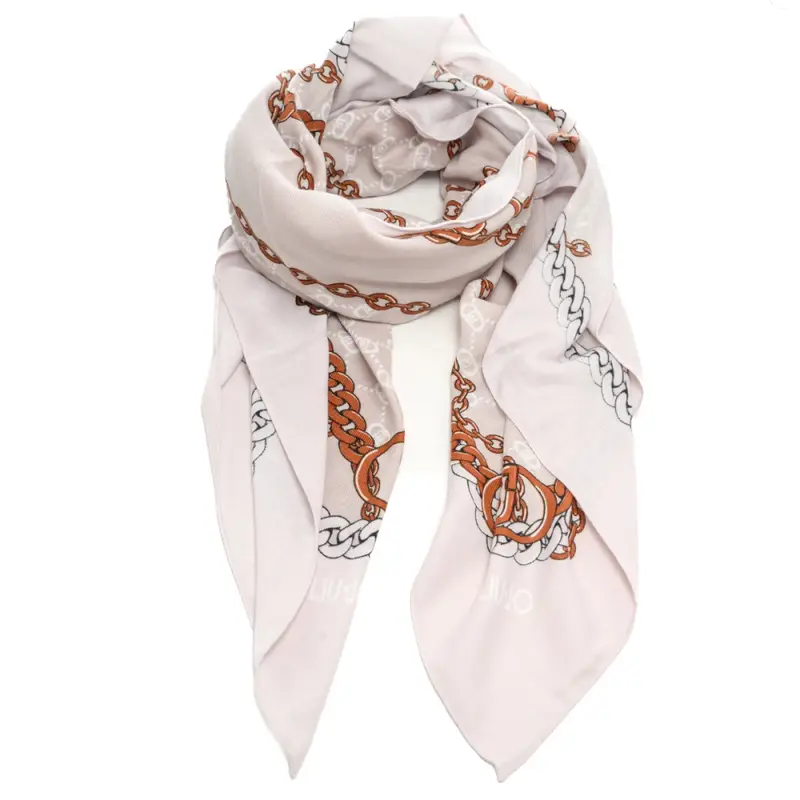 sciarpa foulard con stampa catene e logo naturale