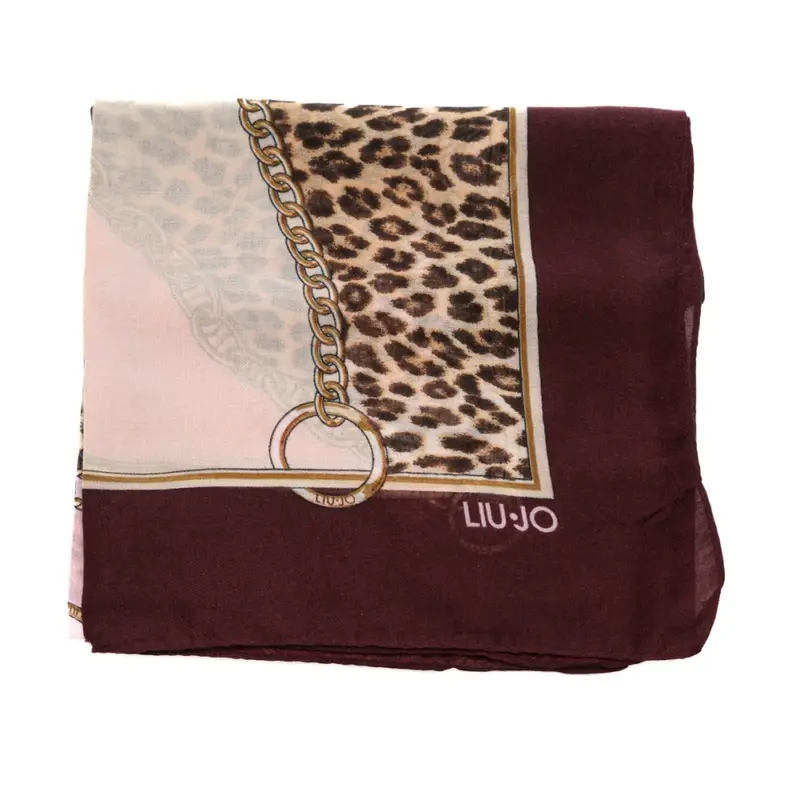 sciarpa foulard da donna con stampa a fantasia con catene e animalier rossa miniatura 3