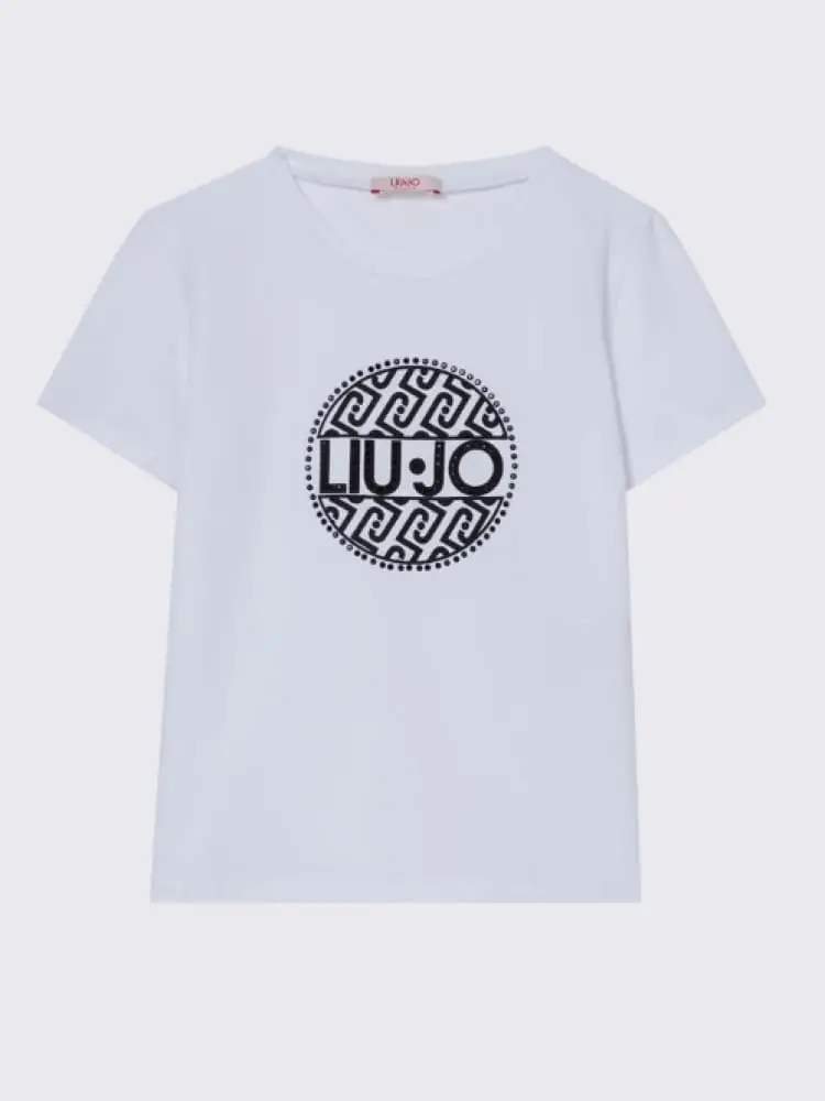 set t-shirt kids/junior bianca con cuore e shopper bag nera