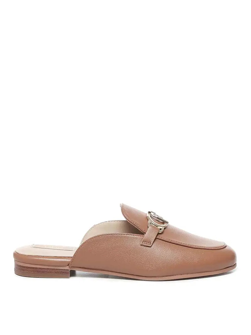 Slipisti in pelle logo Beige