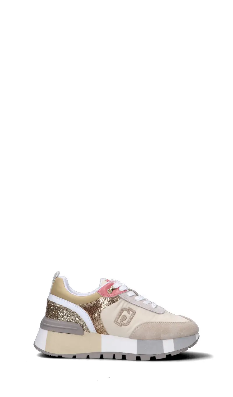 Sneaker donna beige/bianca/oro/salmone in suede Vario