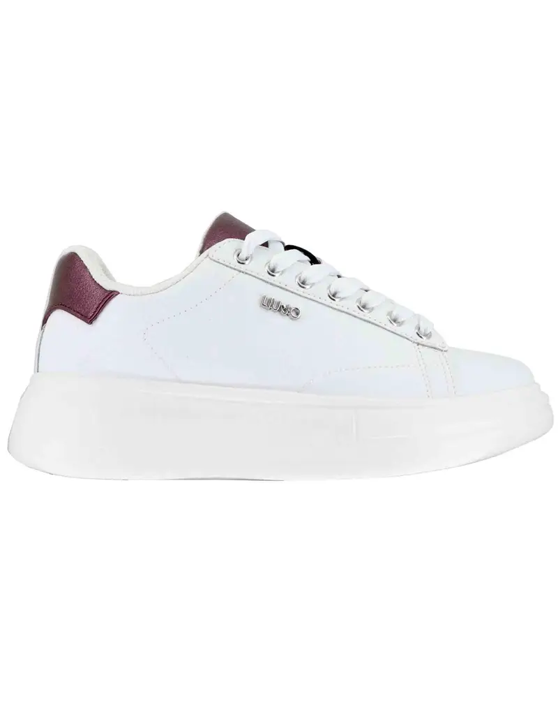 Sneakers Babol 01 in pelle bianca e suola alta 5 cm Donna BF5059PX748S3909 WHITE/CREMISI