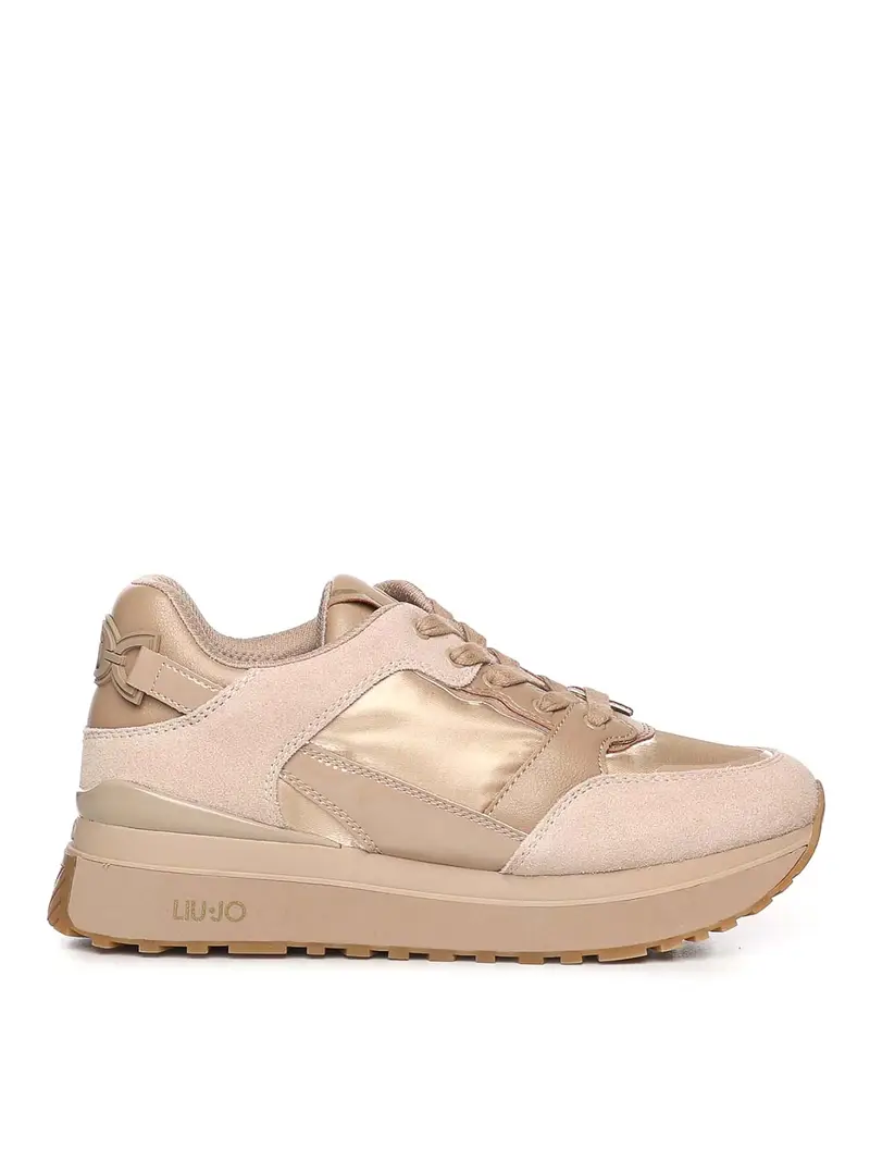 Sneakers con plateau in pelle Beige