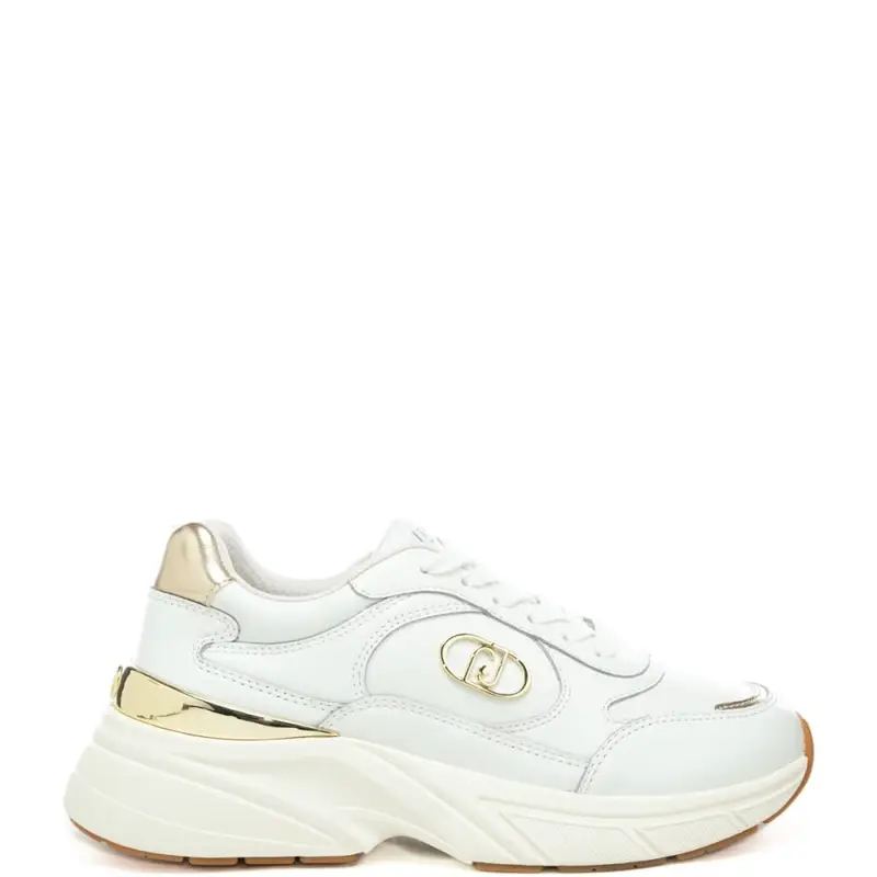 sneakers da donna lj01 con inserto laminato sul retro bianche