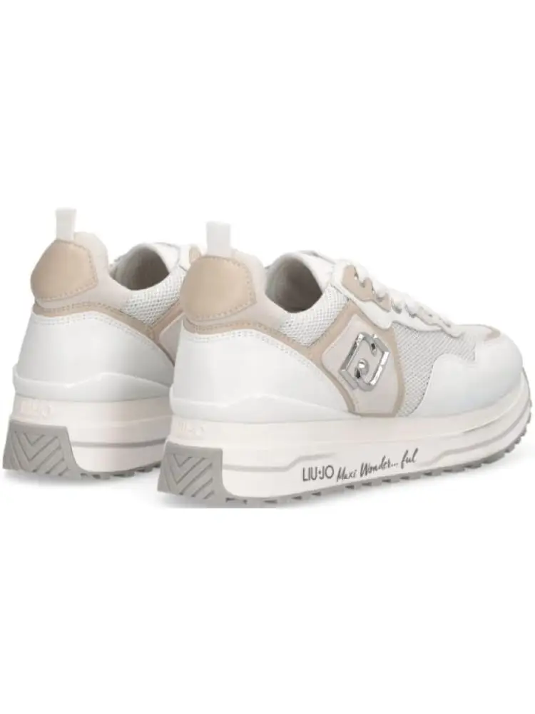 sneakers maxi wonder in pelle bianca con logo miniatura 3