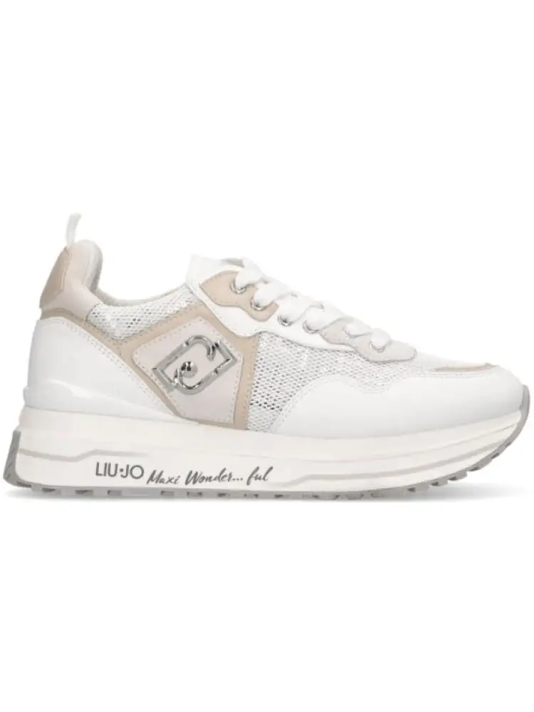 sneakers maxi wonder in pelle bianca con logo