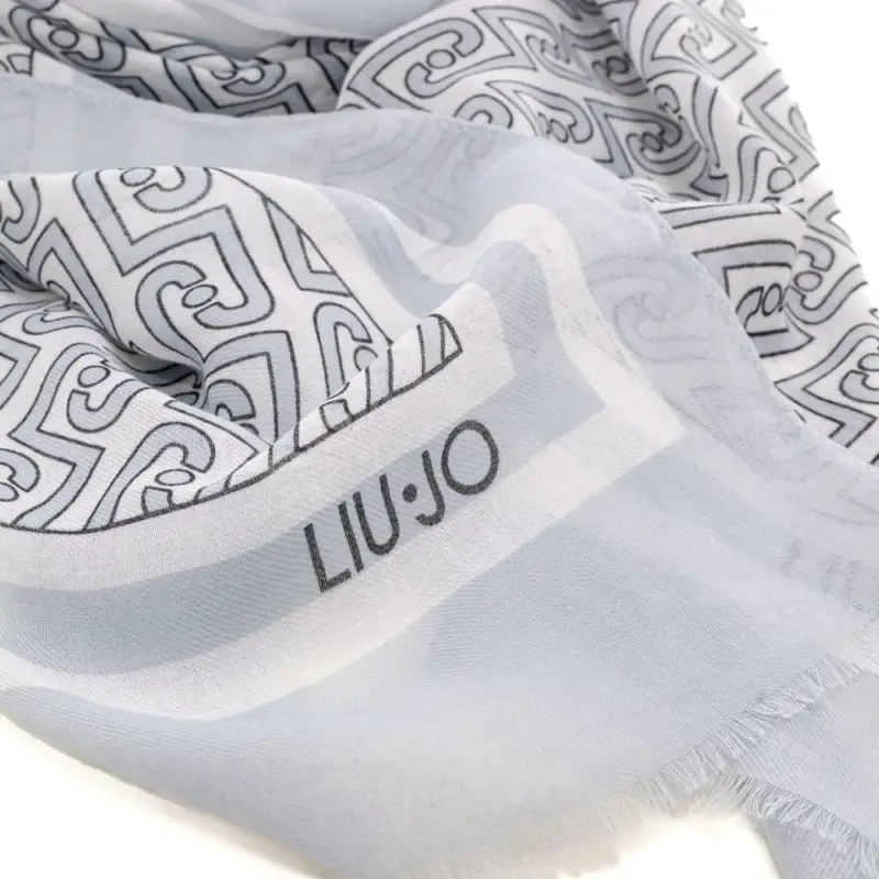 stola da donna con grafica logo monogram all over a contrasto light denim miniatura 2