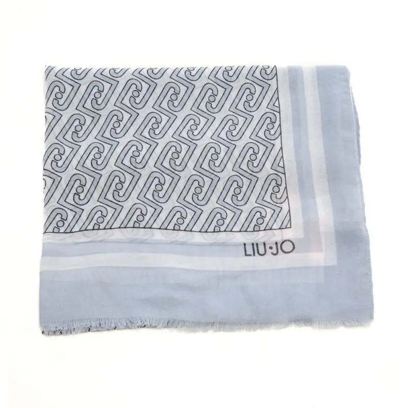 stola da donna con grafica logo monogram all over a contrasto light denim miniatura 3