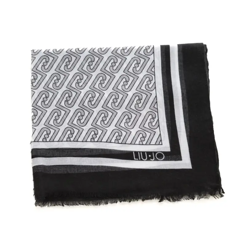 stola da donna con grafica logo monogram all over a contrasto nera miniatura 3