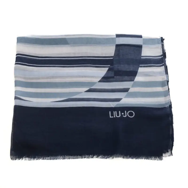stola da donna con motivo a righe a contrasto blu miniatura 2