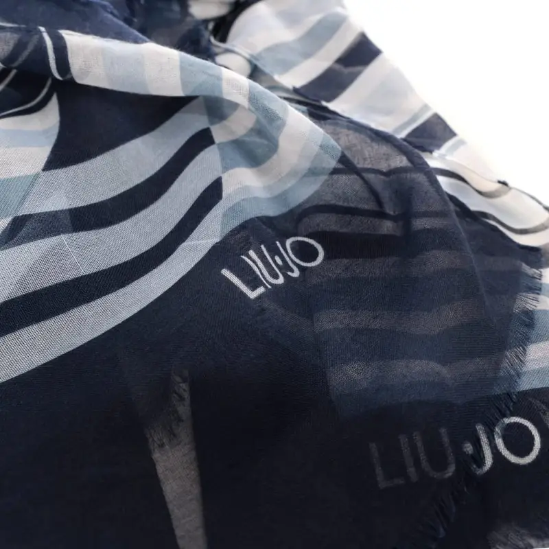 stola da donna con motivo a righe a contrasto blu miniatura 3