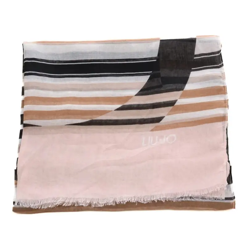 stola da donna con motivo a righe a contrasto sabbia miniatura 3