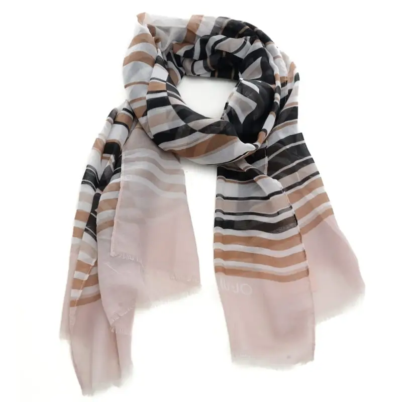 stola da donna con motivo a righe a contrasto sabbia