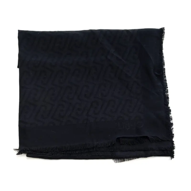 stola da donna in viscosa con logo monogram all over nera miniatura 3