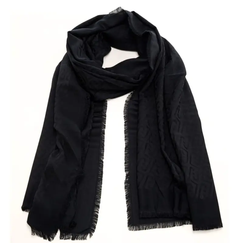 stola da donna in viscosa con logo monogram all over nera