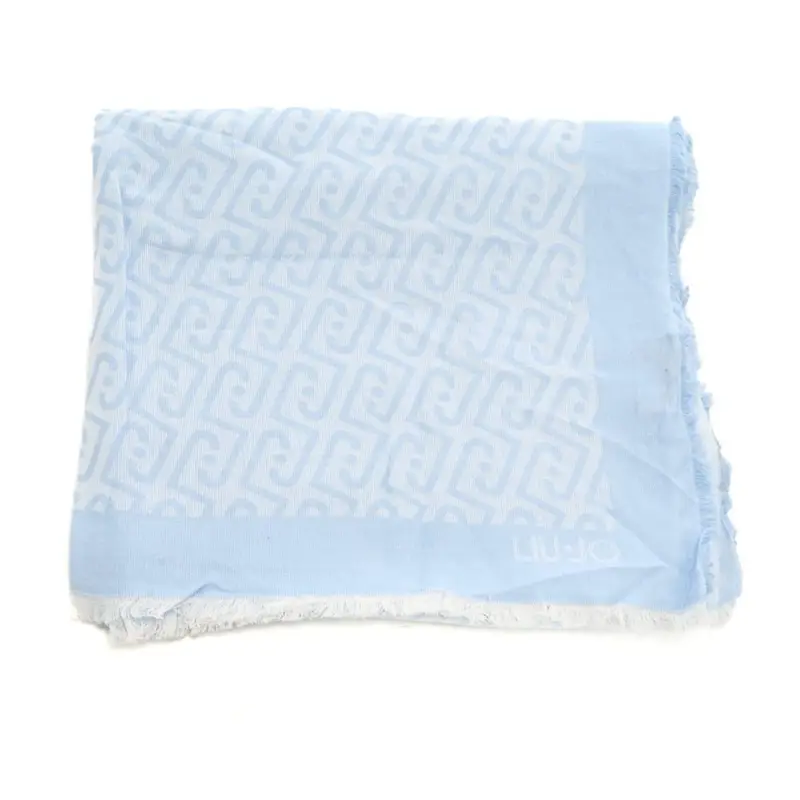 stola da donna in viscosa con logo monogram all over soft light blue miniatura 3